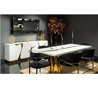 Meubles de salle à manger Coin repas de luxe Table de salle à manger Chaises Blanc 7pcs Bois
