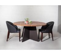 Meubles de salle à manger en bois modernes : table ronde avec quatre chaises élégantes