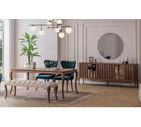 Meubles de salle à manger marron et blanc Chesterfield Designer Banc de luxe Table de salle à manger