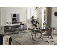 Meubles de salle à manger noirs Table de salle à manger exclusive 4x chaises Buffet 6pcs Set
