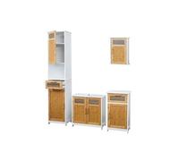 Meubles de salle de bain HWC-A85, armoire haute, meuble sous évier, armoire suspendue, commode, bambou, blanc
