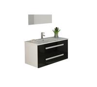 Meubles de salle de bain lavabo avec cabinet Locarno noir avec Soft Close neuf