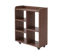 Meubles de salon de bureau Bibliothèque ouverte des deux côtés de couleur noyer, avec étagère d'affichage mobile à roue universelle, for salon, bureau, support rangement for étude Étagère d'angle