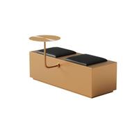 Meubles De Salon De Luxe en Acier Inoxydable, Métal Doré Moderne, Banc en Cuir Noir, Fauteuil, Tabouret, Guéridon for Hall Commercial, Bureau, Café, Zone De Réception(A)