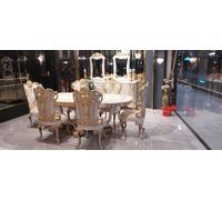 Meubles de salon de luxe Table de salle à manger baroque Ensemble table + 6x chaise