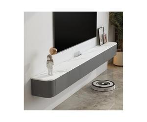 Meubles de Salon Meuble TV Flottant avec Espace de Rangement, Console multimédia Flottante Murale Bureau Rock Board for sous Les téléviseurs, Style Moderne(Grigio,180x24x19cm)
