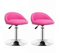 Meubles Ensemble tabourets Bar en Cuir PU élasticité Haute, Chaise comptoir à Hauteur réglable de Cuisine, Tabouret pivotant avec Dos/Blanc élégant (Rose Profond)