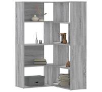 Meubles, étagères, bibliothèques et étagères debout, bibliothèque d'angle à 4 niveaux, gris Sonoma, 85 x 85 x 140 cm, bois d'ingénierie