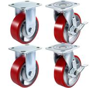 "Meubles Lot de 4 roulettes pivotantes - polyuréthane - 15,2 x 5,1 cm - frein de roue en acier (2) - fixe (2)"