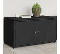 Meubles, meubles d'extérieur, boîtes de rangement d'extérieur, armoire de rangement de jardin, noir, 110 x 55 x 60,5 cm en polyrotin