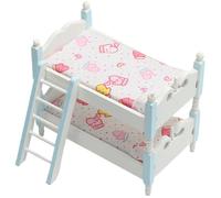 Meubles Miniatures pour Maison de poupée, 1 lit superposé en Bois à l'échelle 12 avec échelle, lit de Maison poupée décoratif pour Accessoires Miniature, Jouets et Jeux Bleus.