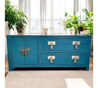 Meubles orientaux vintage Commode TV Sideboard Lowboard Armoire armoire TV chinoise asiatique extrême-orientale style campagnard shabby-chic bleu bleu foncé navy