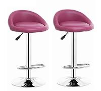 Meubles pub Ensembles tabourets Bar en Cuir PU élasticité Haute, Chaise comptoir à Hauteur réglable de Cuisine, Tabouret pivotant Dos/Blanc élégant (Violet avec Repose-Pied)