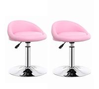 Meubles pub tabourets Bar Ensemble Haute élasticité en Cuir, Chaise comptoir à Hauteur réglable de Cuisine, Tabouret pivotant avec Dos/Blanc élégant (Rose)