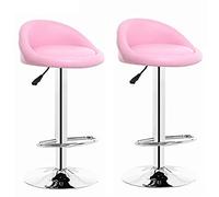 Meubles pub tabourets Bar Ensemble Haute élasticité en Cuir, Chaise comptoir à Hauteur réglable de Cuisine, Tabouret pivotant Dos/Blanc élégant (Rose avec Repose-Pieds)