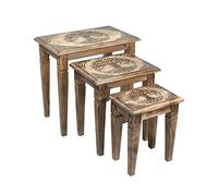 Meubles Set 3 Sellettes Gigognes en Bois Modèle Arbre de vie, L 55 cm (Grande)