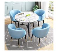 Meubles Table à manger et chaise Combinaison Bureau Réception Table ronde Salon Table à manger Design moderne 1 table 4 chaises (couleur : bleu) (bleu clair)