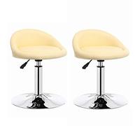 Meubles tabourets de pub à Hauteur tabourets Ensembles de 2, élasticité Haute élasticité en Cuir-tabourets en Cuir, Chaise de comptoir à Hauteur réglable de Cuisine, Tabouret pivotant avec Dos/Blanc