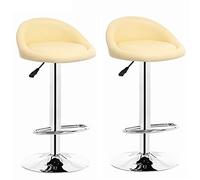 Meubles tabourets de pub à Hauteur tabourets Ensembles de 2, tabourets de Bar en Cuir PU à élasticité Haute, Chaise de comptoir à Hauteur réglable de Cuisine, Tabouret pivotant avec Dos/Blanc