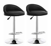 Meubles tabourets de pub Hauteur tabourets Bar Ensemble de 2, tabourets de Bar en Cuir PU à élasticité Haute, Chaise de comptoir à Hauteur réglable de Cuisine, Tabouret pivotant avec Dos/Blanc