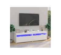 Meuble TV avec Lumières LED Armoire de Télévision Salon Blanc Brillant vidaXL