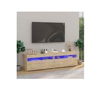 Meubles TV 2 pcs avec lumières LED Chêne sonoma 75x35x40 cm804398