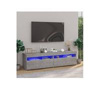 Meubles TV 2 pcs avec lumières LED Gris béton 75x35x40 cm