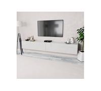 vidaXL Meuble TV 2 pcs Aggloméré 120 x 40 x 34 cm Blanc brillant