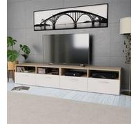 Meubles TV 2 pcs Bois d'ingénierie 95x35x36 cm Chêne et blanc Blanc G