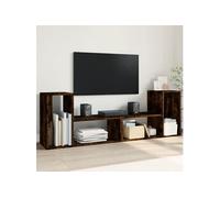vidaXL Meuble TV 2 pièces noir 100 x 30 x 50 cm bois d'ingénierie support TV