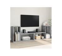 Meubles TV 2 pcs gris béton 75x30x50 cm bois d'ingénierie, support TV, meuble multimédia, centre de divertissement, 840789