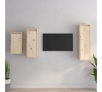 Meubles TV 3 pcs Blanc Bois Massif de Pin Muraux Centres Divertissement vidaXL
