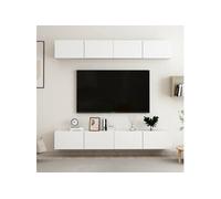 vidaXL Meubles TV 4 pcs Blanc 100x30x30 cm Bois d'ingénierie 3074452