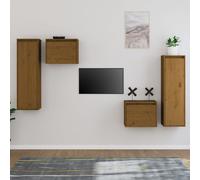 Meubles TV 4 pcs Gris Bois Massif de Pin Muraux Centres Divertissement vidaXL