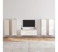 Meubles TV 5 pcs Blanc Bois Massif de Pin Muraux Centres Divertissement vidaXL