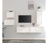 Meubles TV 5 pcs Blanc Bois Massif de Pin Muraux Centres Divertissement vidaXL