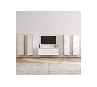 Meubles TV 5 pcs Blanc Bois Massif de Pin Muraux Centres Divertissement vidaXL