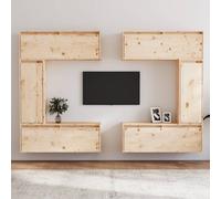 Meubles TV 6 pcs Blanc Bois Massif de Pin Muraux Centres Divertissement vidaXL