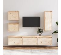Meubles TV 6 pcs Blanc Bois Massif de Pin Muraux Centres Divertissement vidaXL