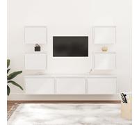 Meubles TV 7 pcs Blanc Bois Massif de Pin Muraux Centres Divertissement vidaXL