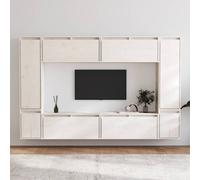 Meubles TV 8 pcs Blanc Bois Massif de Pin Muraux Centres Divertissement vidaXL