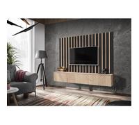 Meubles TV - AC-Déco - Ensemble meuble TV ""Verti II"" - Noir/Beige- L 180 x H 148 x P 35 cm