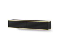 Meubles TV - AC-Déco - Meuble TV suspendu ""Wabi"" - Noir/Doré - 180 cm