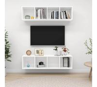 Meubles TV muraux 2 pcs Blanc Aggloméré
