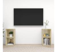 Meubles TV Armoires de Télévision Salon 2 pcs Blanc Bois d'Ingénierie vidaXL