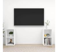 Meubles TV Armoires de Télévision Salon 2 pcs Blanc Bois d'Ingénierie vidaXL