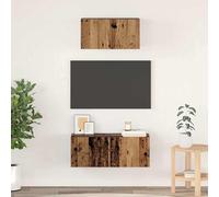 vidaXL Meuble TV Ensemble 3 pièces Bois d'ingénierie Blanc