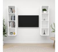vidaXL Meubles TV muraux 2 pcs Blanc Aggloméré Blanc G