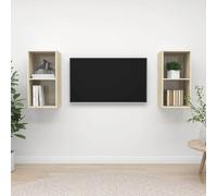 Meubles TV Armoires Salon Muraux 2 pcs Gris Béton Bois d'Ingénierie vidaXL