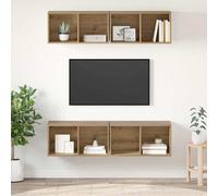 Vidaxl Meuble Tv Mural Avec Étagère Avec Stockage 4 Pcs Vieux Bois 37 X 37 X 72 Cm